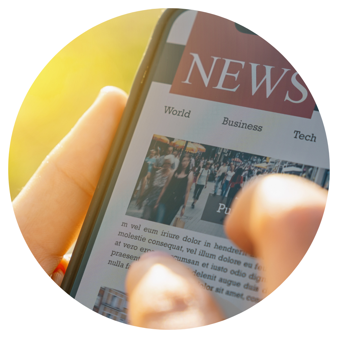 Online news on a cell phone